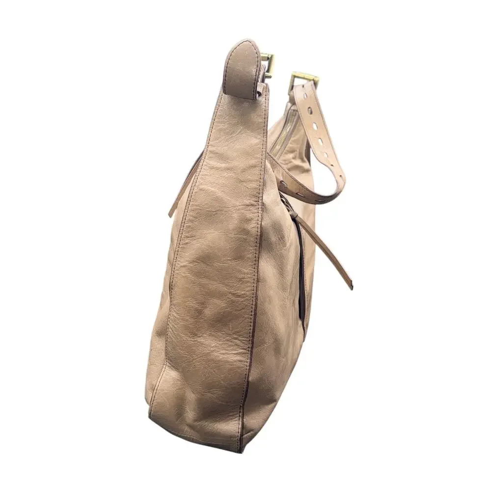 HOBO International Marley Leather Hobo Shoulder Bag Taupe Adjustable Strap